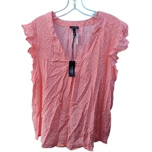 NWT Jones & Co. Pink Ruffle Sleeve Top